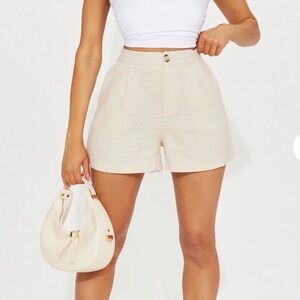 Fashion Nova Cream High Waist Women Shorts